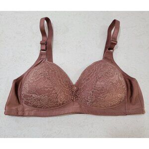 Prima Valentina Bra Womens Size 40C Dark Rose Color Wireless Thin Padding Lace